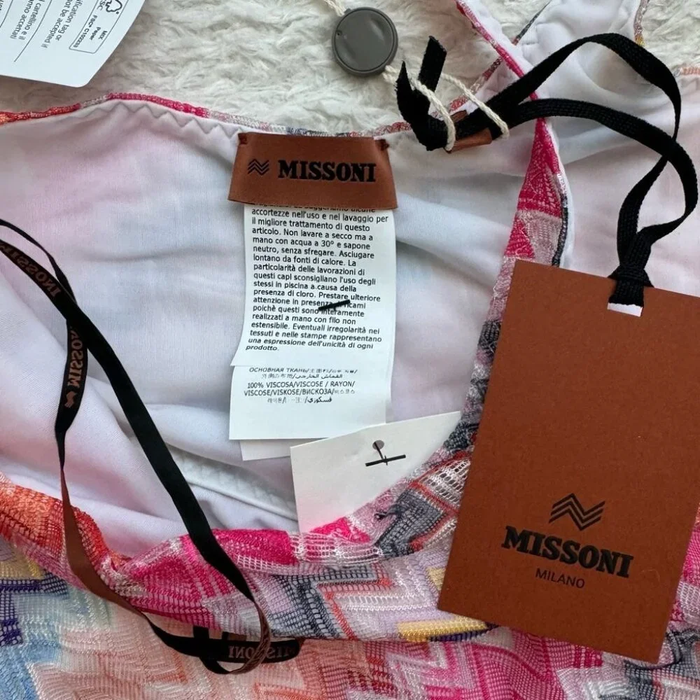 NWT Missoni One Piece Swimsuit Chevron Pink One Shoulder Bodysuit New XS 36 - Picture 10 of 11